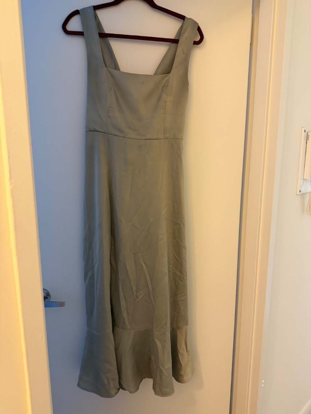 SHOW ME YOUR MUMU Claire Midi Dress In Moss Green Luxe Satin - Picture 2 of 4
